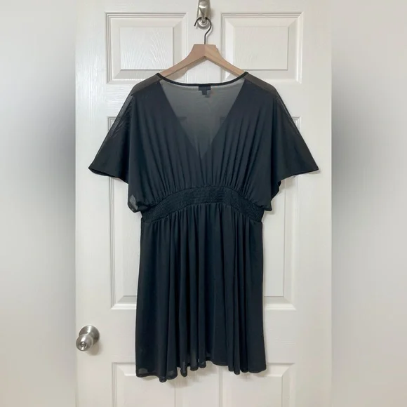 Torrid Women’s Sheer Black Mesh Smocked Waist Swimsuit Coverup Mini Sun Dress 3X - Picture 4 of 9